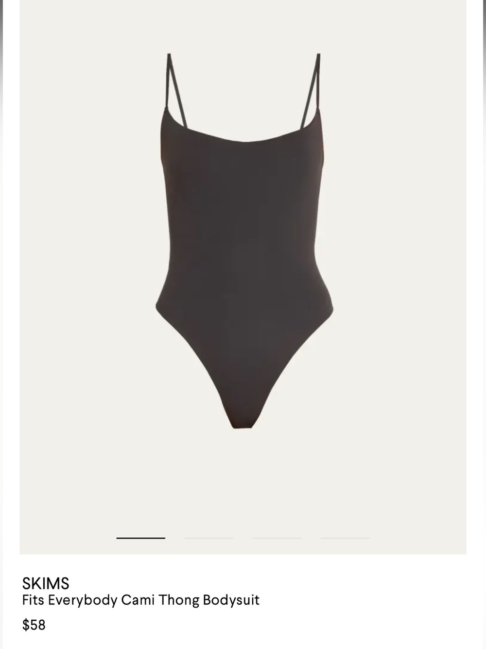 SKIMS Fits Everybody Cami Thong Bodysuit in Onyx Size XS